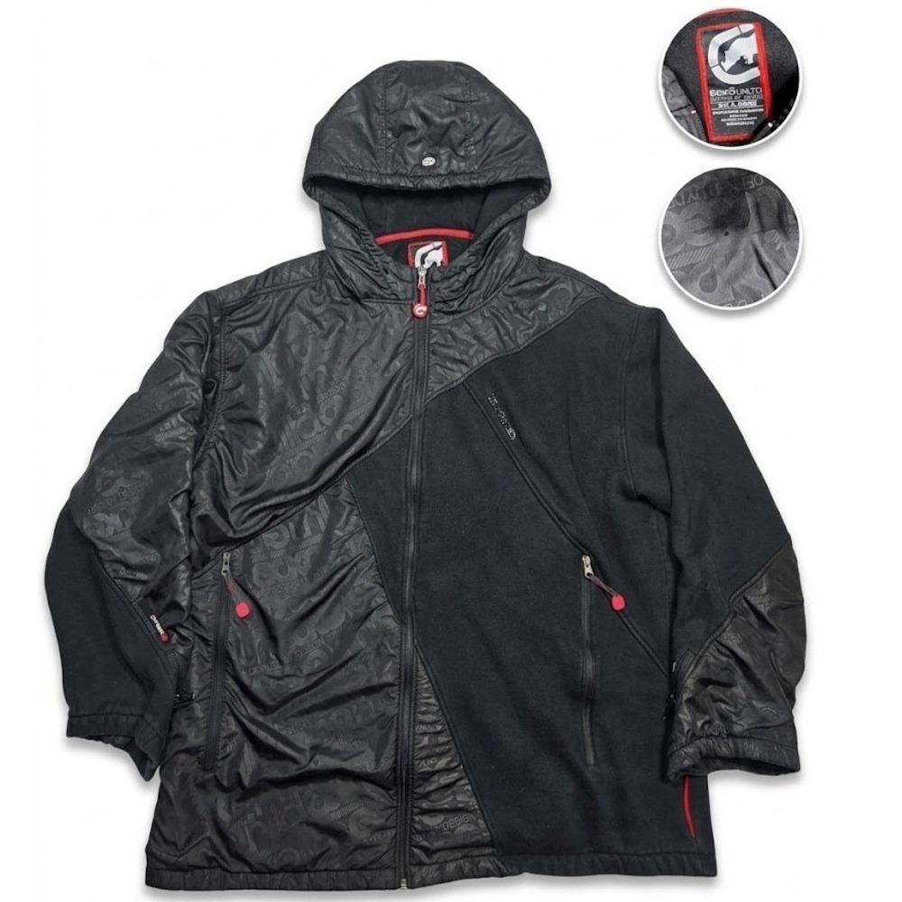 Ecko Unltd Jacket 3XL Black Fleece Windbreaker Defined By Design Y2K Streetwear